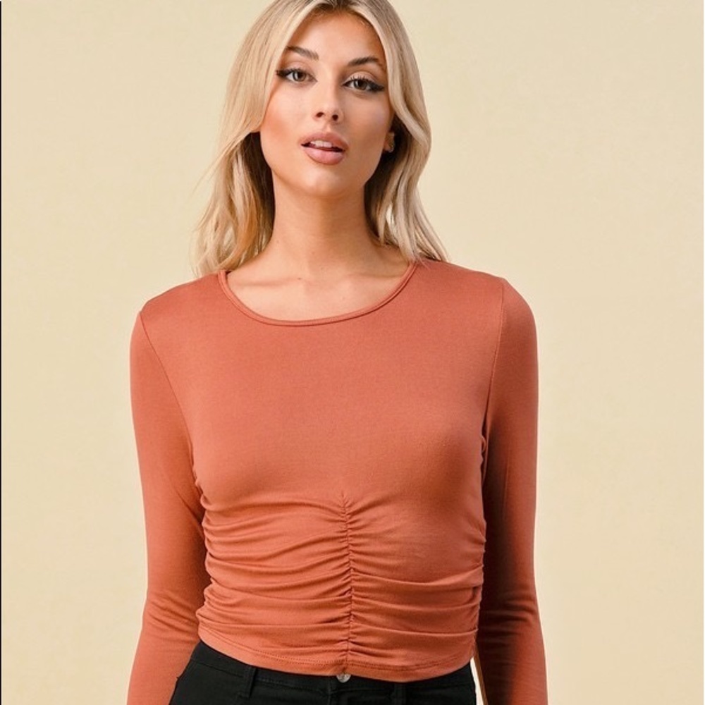 Terracotta Ruched Long Sleeve